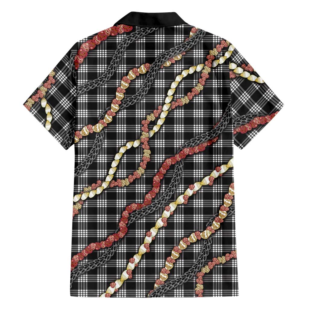 Hawaii Palaka Niihau Shell Lei Family Matching Off Shoulder Maxi Dress and Hawaiian Shirt Tropical Island Plaid Patterns