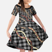 Hawaii Palaka Niihau Shell Lei Family Matching Summer Maxi Dress and Hawaiian Shirt Tropical Island Plaid Patterns