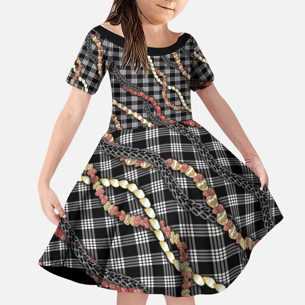 Hawaii Palaka Niihau Shell Lei Family Matching Tank Maxi Dress and Hawaiian Shirt Tropical Island Plaid Patterns