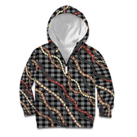 Hawaii Palaka Niihau Shell Lei Kid Hoodie Tropical Island Plaid Patterns DT05 Zip Hoodie Black - Polynesian Pride