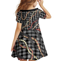 Hawaii Palaka Niihau Shell Lei Kid Short Sleeve Dress Tropical Island Plaid Patterns