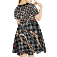Hawaii Palaka Niihau Shell Lei Kid Short Sleeve Dress Tropical Island Plaid Patterns