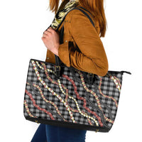 Hawaii Palaka Niihau Shell Lei Leather Tote Bag Tropical Island Plaid Patterns