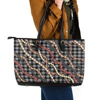 Hawaii Palaka Niihau Shell Lei Leather Tote Bag Tropical Island Plaid Patterns