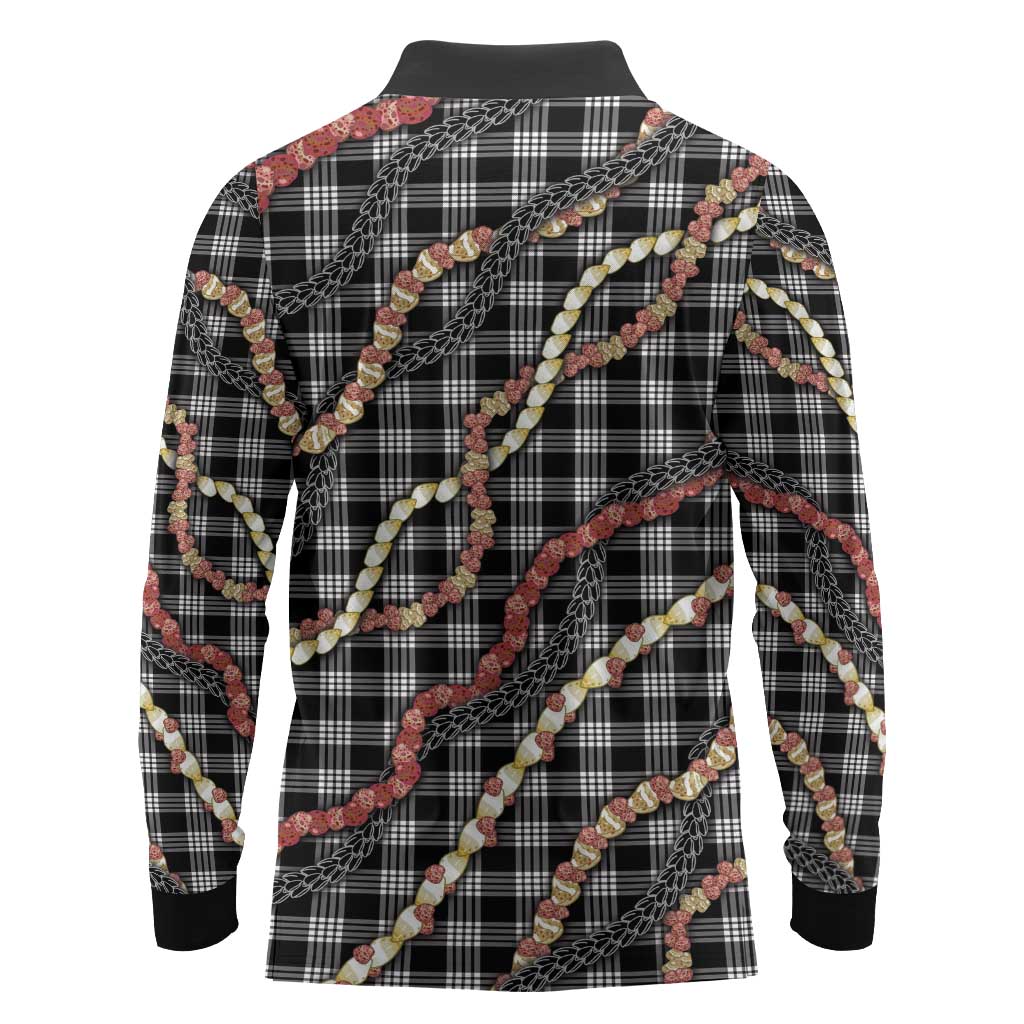Hawaii Palaka Niihau Shell Lei Long Sleeve Polo Shirt Tropical Island Plaid Patterns DT05 - Polynesian Pride