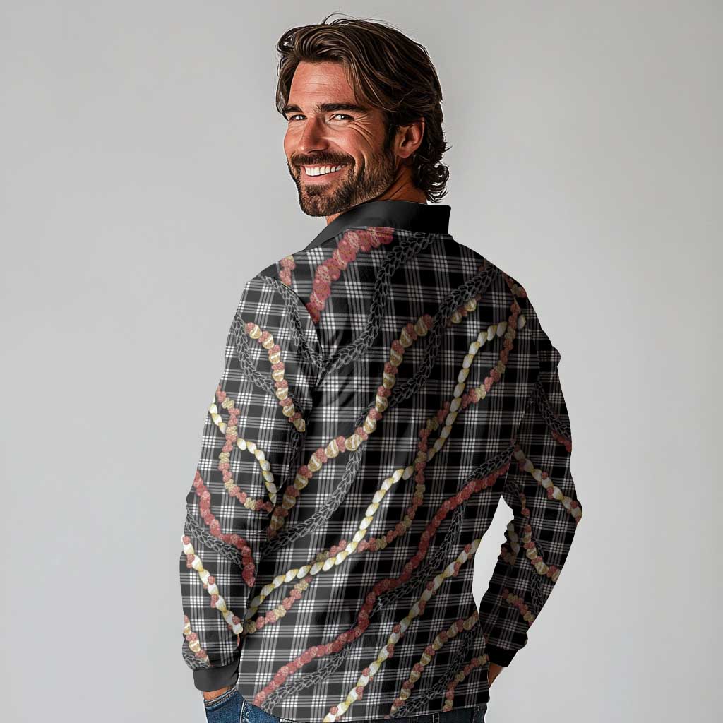 Hawaii Palaka Niihau Shell Lei Long Sleeve Polo Shirt Tropical Island Plaid Patterns DT05 - Polynesian Pride