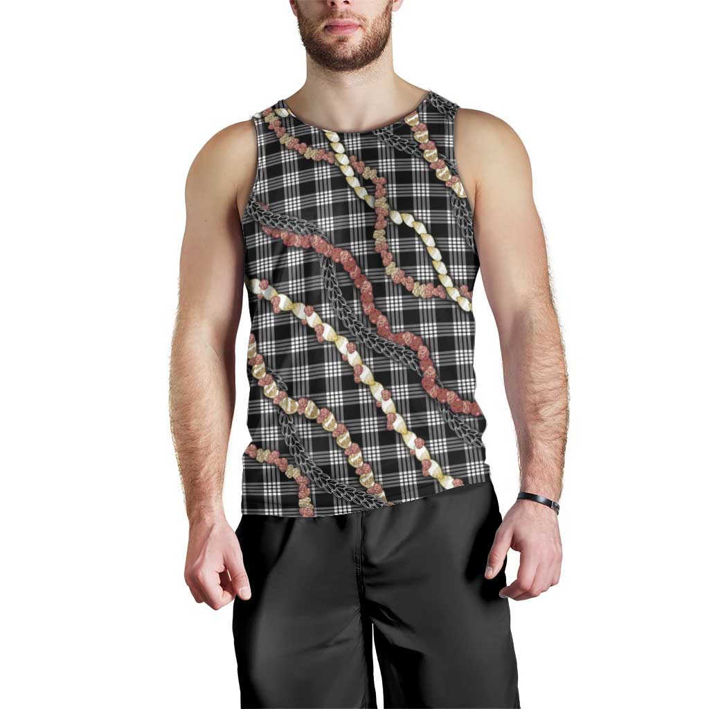 Hawaii Palaka Niihau Shell Lei Men Tank Top Tropical Island Plaid Patterns