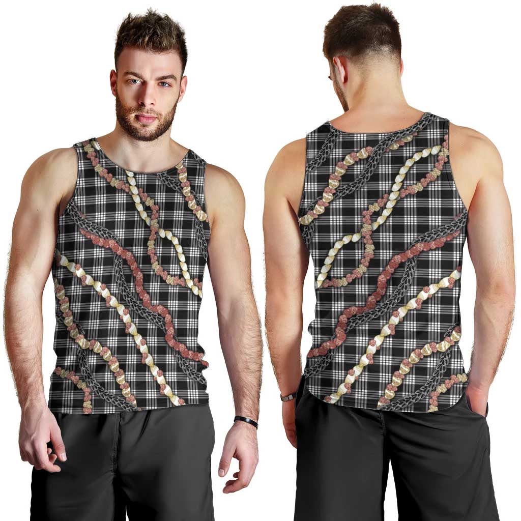 Hawaii Palaka Niihau Shell Lei Men Tank Top Tropical Island Plaid Patterns
