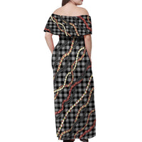 Hawaii Palaka Niihau Shell Lei Off Shoulder Maxi Dress Tropical Island Plaid Patterns DT05 - Polynesian Pride