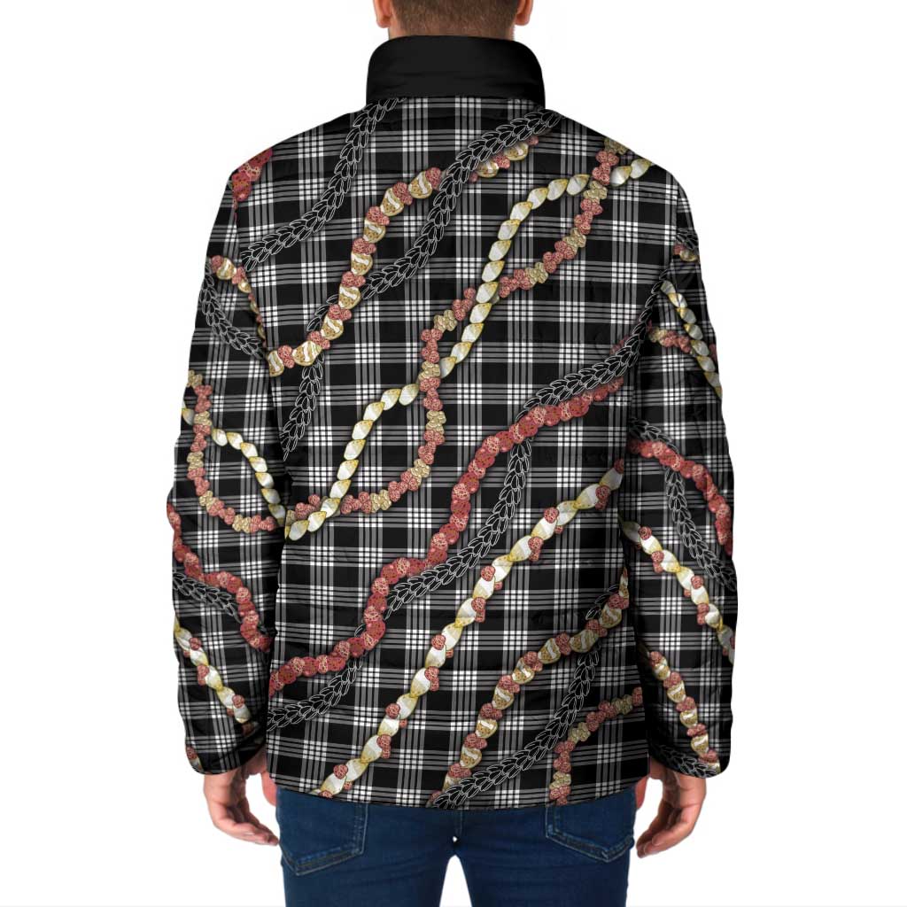 Hawaii Palaka Niihau Shell Lei Padded Jacket Tropical Island Plaid Patterns