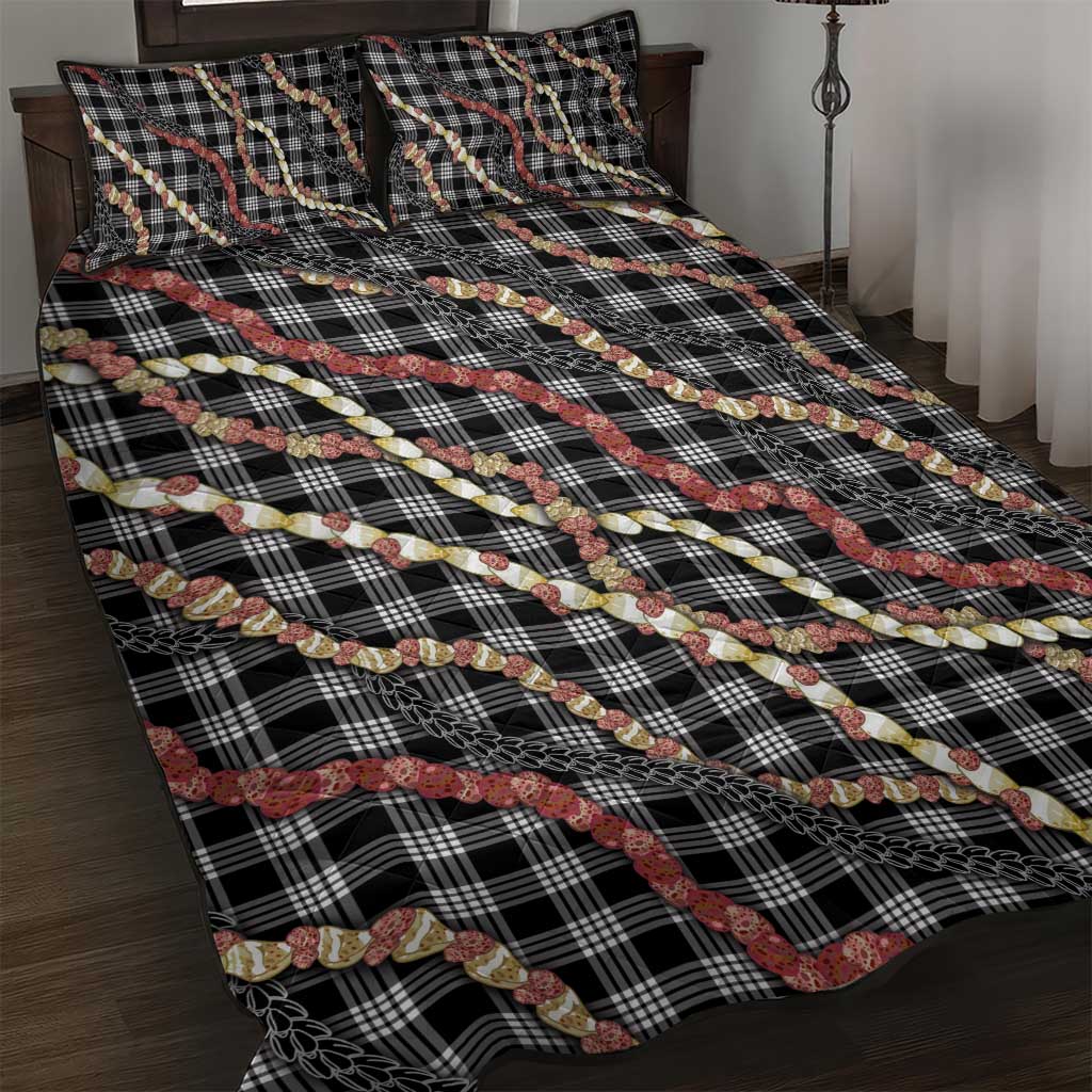 Hawaii Palaka Niihau Shell Lei Quilt Bed Set Tropical Island Plaid Patterns