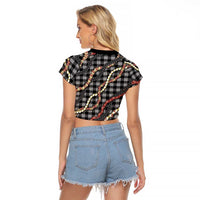Hawaii Palaka Niihau Shell Lei Raglan Cropped T Shirt Tropical Island Plaid Patterns