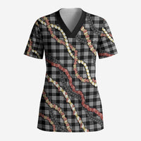 Hawaii Palaka Niihau Shell Lei Scrub Top Tropical Island Plaid Patterns