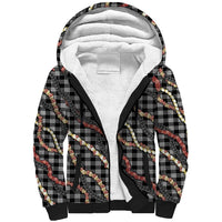 Hawaii Palaka Niihau Shell Lei Sherpa Hoodie Tropical Island Plaid Patterns DT05 Unisex Black - Polynesian Pride