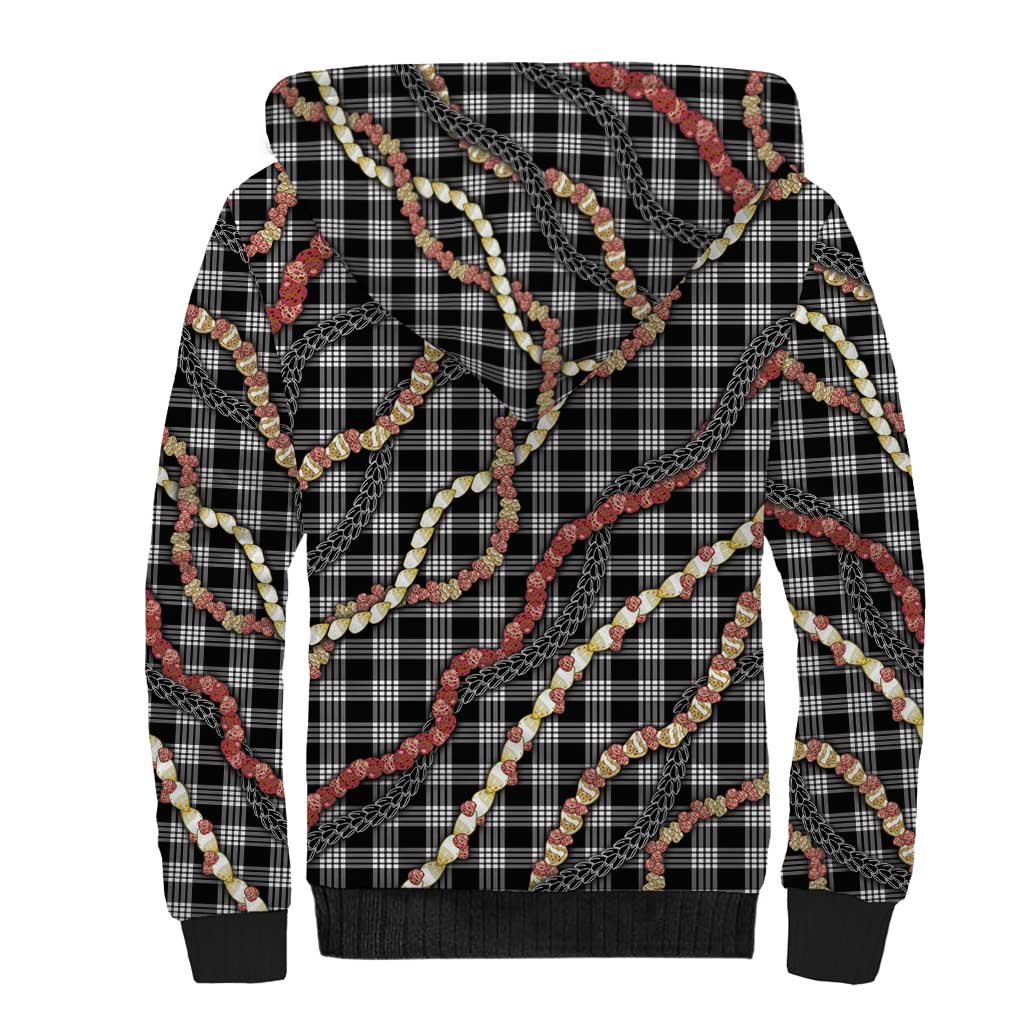 Hawaii Palaka Niihau Shell Lei Sherpa Hoodie Tropical Island Plaid Patterns DT05 - Polynesian Pride