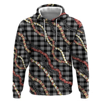 Hawaii Palaka Niihau Shell Lei Zip Hoodie Tropical Island Plaid Patterns