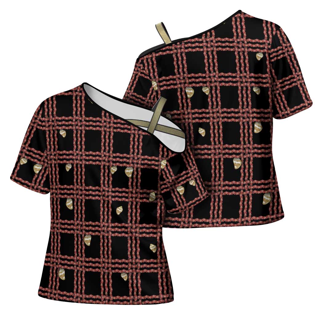 Hawaii Palaka Kahelelani Shell Lei Costume Cross Shoulder Shirt Plaid Patterns