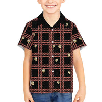 Hawaii Palaka Kahelelani Shell Lei Costume Family Matching Off Shoulder Maxi Dress and Hawaiian Shirt Plaid Patterns