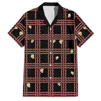 Hawaii Palaka Kahelelani Shell Lei Costume Family Matching Short Sleeve Bodycon Dress and Hawaiian Shirt Plaid Patterns