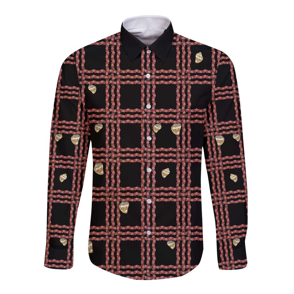 Hawaii Palaka Kahelelani Shell Lei Costume Long Sleeve Button Shirt Plaid Patterns