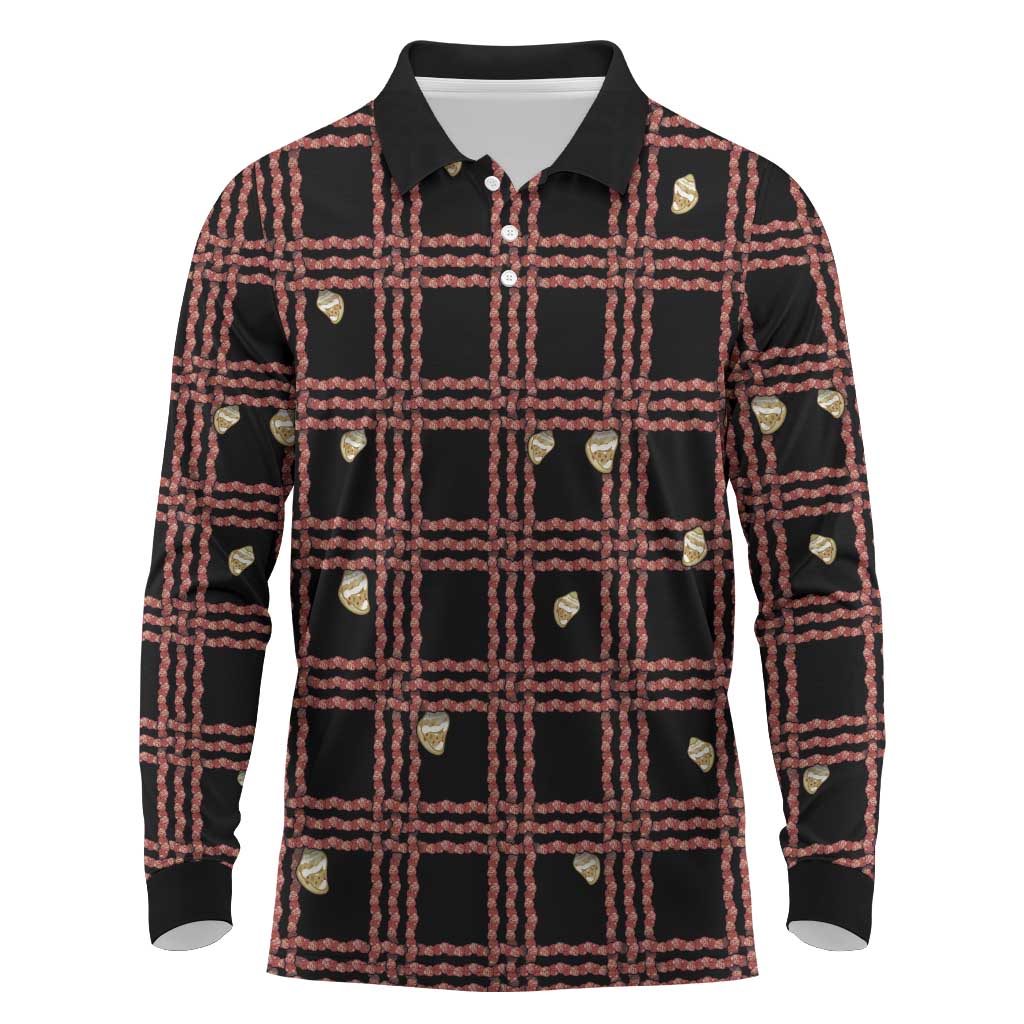 Hawaii Palaka Kahelelani Shell Lei Costume Long Sleeve Polo Shirt Plaid Patterns DT05 Black - Polynesian Pride