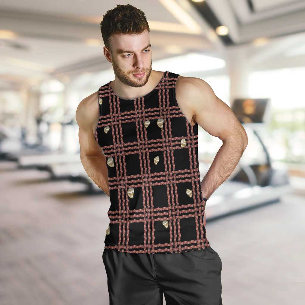 Hawaii Palaka Kahelelani Shell Lei Costume Men Tank Top Plaid Patterns