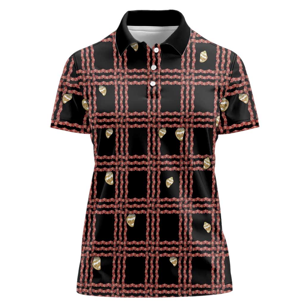 Hawaii Palaka Kahelelani Shell Lei Costume Women Polo Shirt Plaid Patterns DT05 Female Black - Polynesian Pride