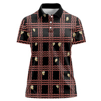 Hawaii Palaka Kahelelani Shell Lei Costume Women Polo Shirt Plaid Patterns DT05 Female Black - Polynesian Pride