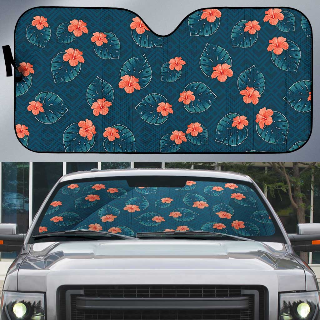 Hawaii Monstera Auto Sun Shade Hibiscus Flowers Simple Style - Polynesian Pride