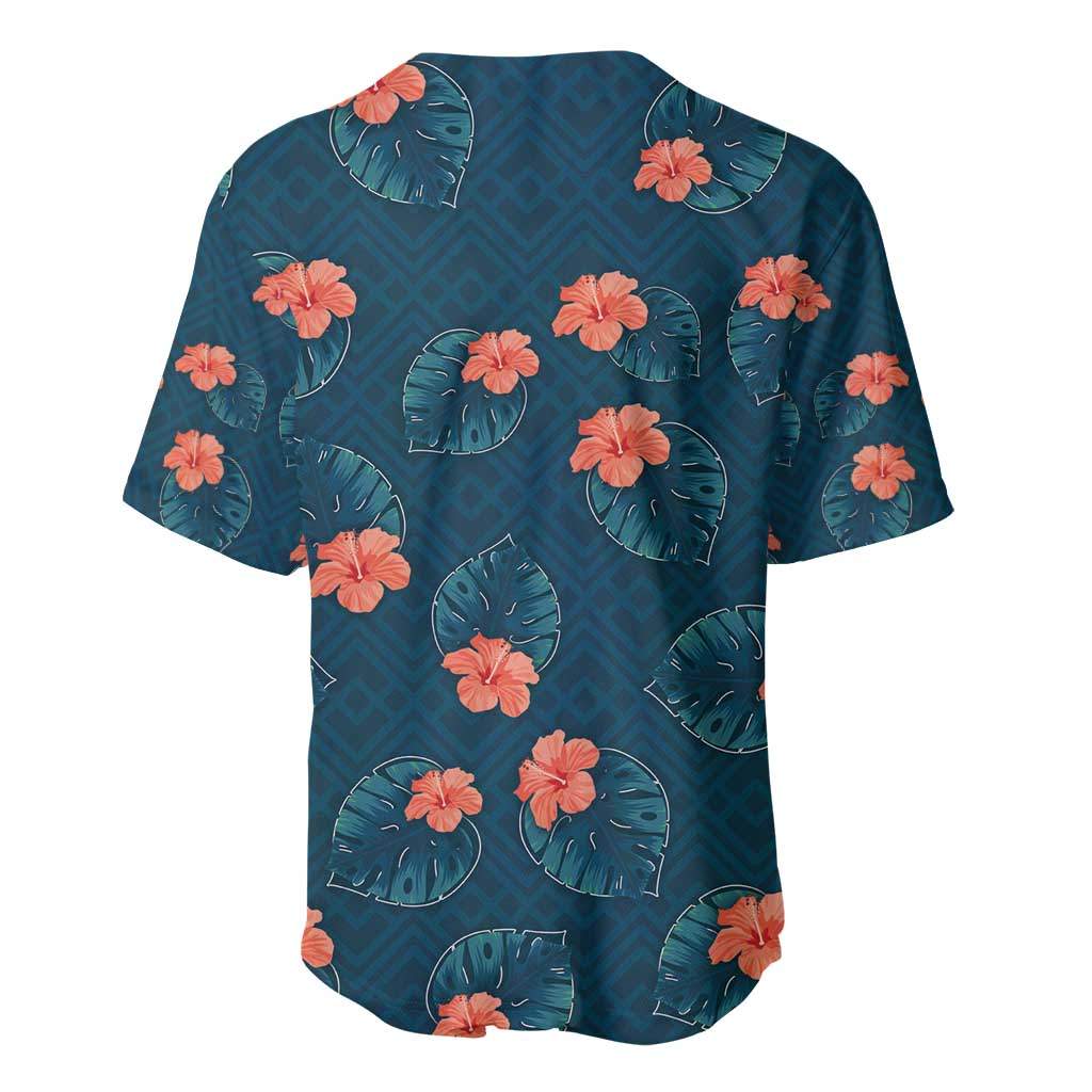 Hawaii Monstera Baseball Jersey Hibiscus Flowers Simple Style - Polynesian Pride