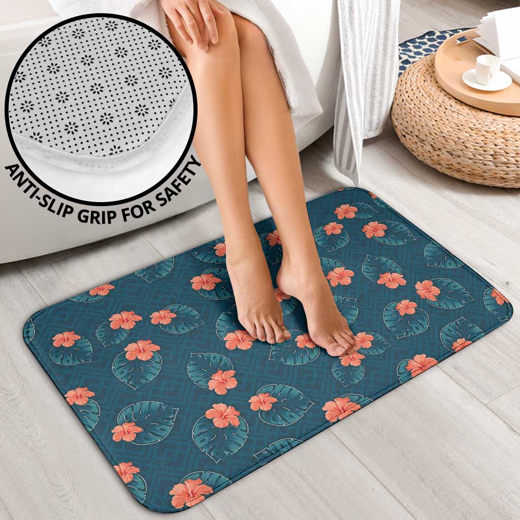 Hawaii Monstera Bathroom Set Hibiscus Flowers Simple Style - Polynesian Pride