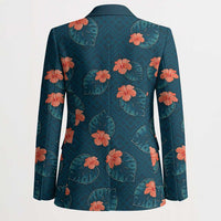 Hawaii Monstera Blazer Hibiscus Flowers Simple Style - Polynesian Pride