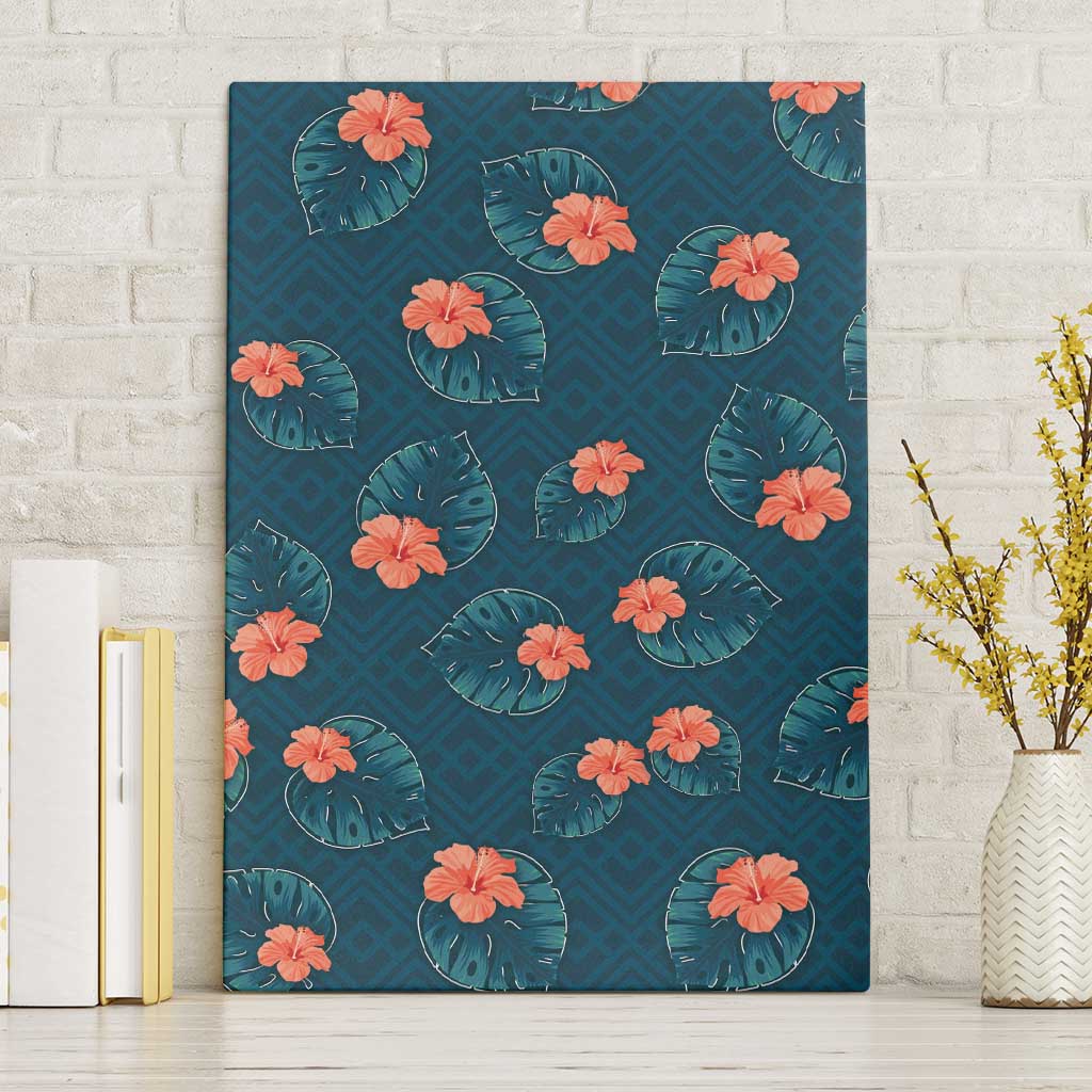Hawaii Monstera Canvas Wall Art Hibiscus Flowers Simple Style - Polynesian Pride