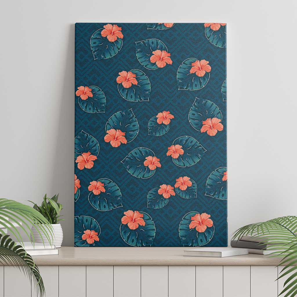 Hawaii Monstera Canvas Wall Art Hibiscus Flowers Simple Style - Polynesian Pride