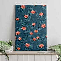 Hawaii Monstera Canvas Wall Art Hibiscus Flowers Simple Style - Polynesian Pride