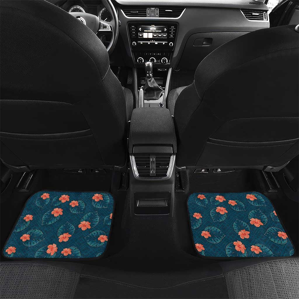 Hawaii Monstera Car Mats Hibiscus Flowers Simple Style - Polynesian Pride