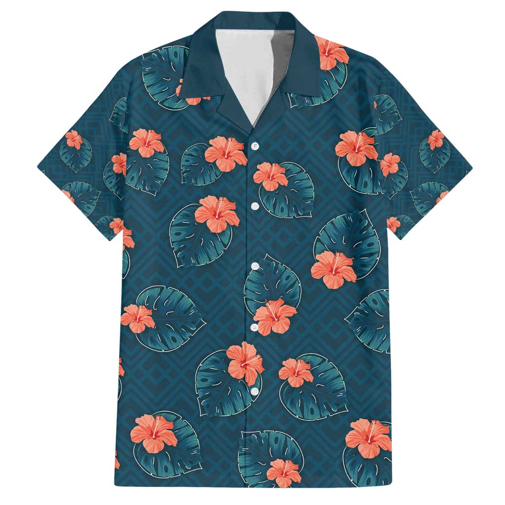 Hawaii Monstera Family Matching Long Sleeve Bodycon Dress and Hawaiian Shirt Hibiscus Flowers Simple Style - Polynesian Pride