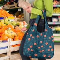 Hawaii Monstera Grocery Bag Hibiscus Flowers Simple Style - Polynesian Pride