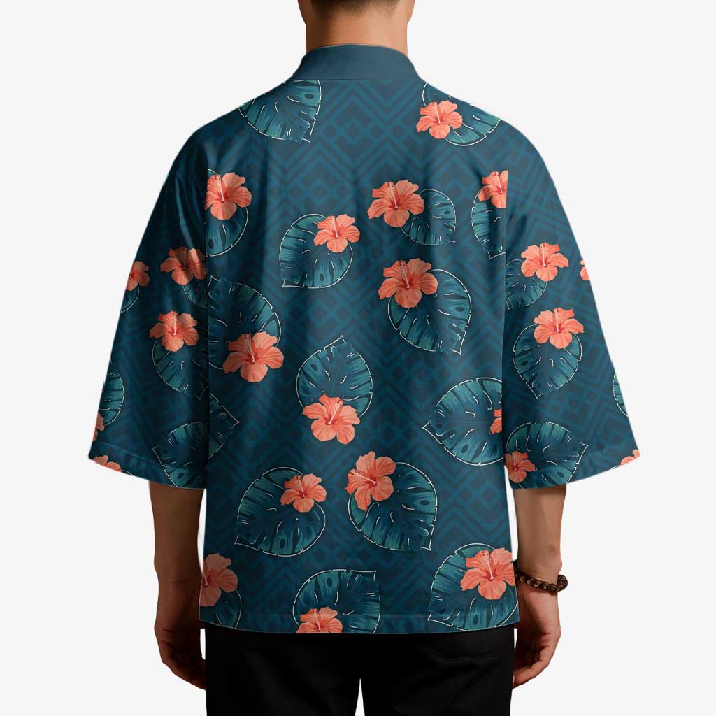 Hawaii Monstera Kimono Hibiscus Flowers Simple Style - Polynesian Pride