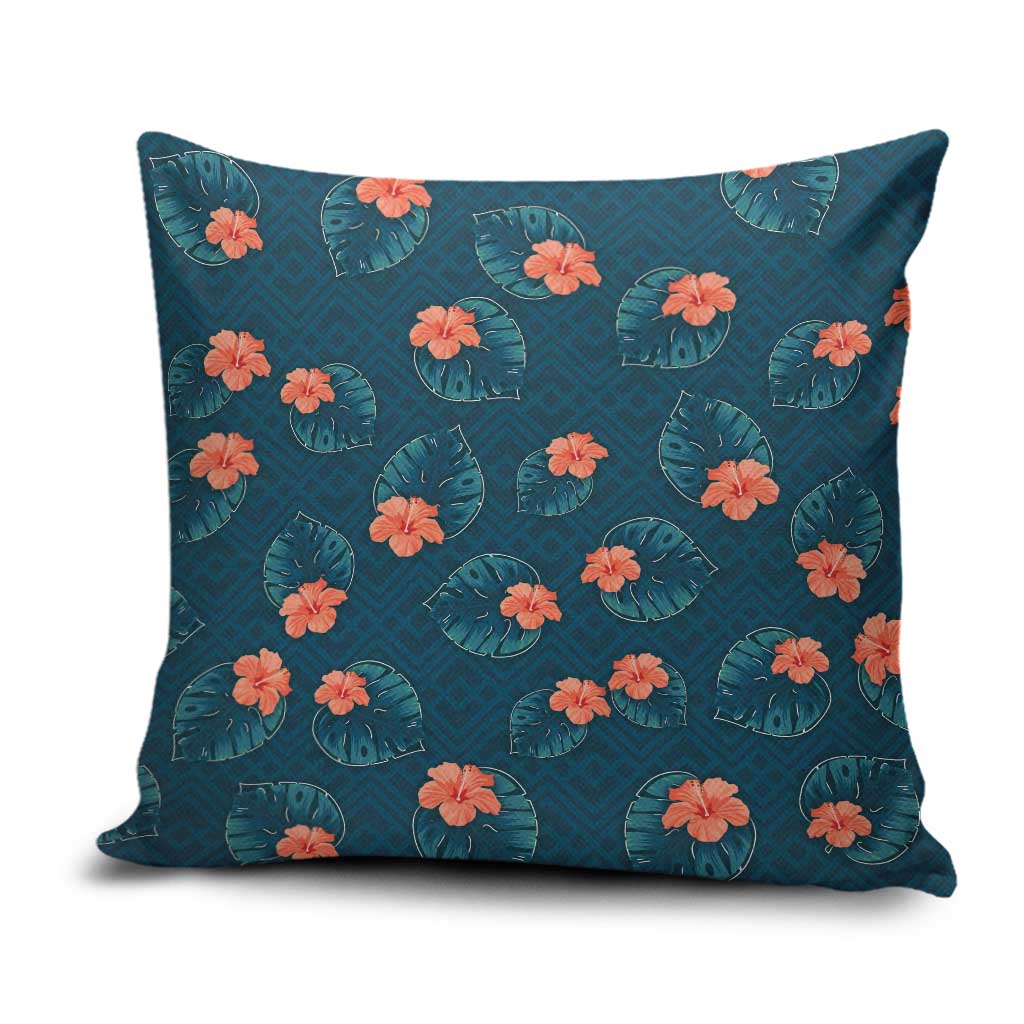 Hawaii Monstera Pillow Cover Hibiscus Flowers Simple Style - Polynesian Pride
