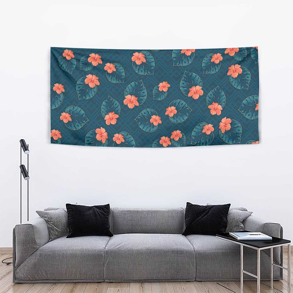 Hawaii Monstera Tapestry Hibiscus Flowers Simple Style - Polynesian Pride