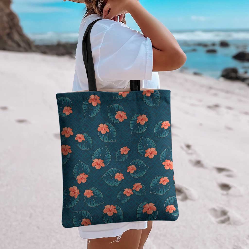Hawaii Monstera Tote Bag Hibiscus Flowers Simple Style - Polynesian Pride