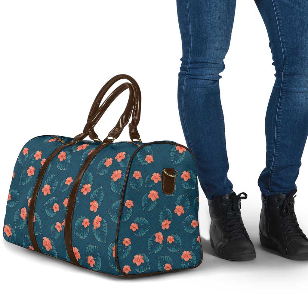 Hawaii Monstera Travel Bag Hibiscus Flowers Simple Style - Polynesian Pride