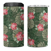 Hawaii 4 in 1 Can Cooler Tumbler Green Polynesian Monstera Patterns - Polynesian Pride