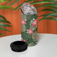 Hawaii 4 in 1 Can Cooler Tumbler Green Polynesian Monstera Patterns - Polynesian Pride