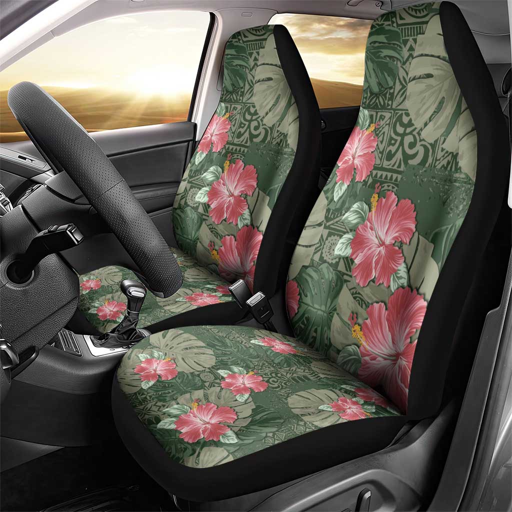 Hawaii Car Seat Cover Green Polynesian Monstera Patterns - Polynesian Pride
