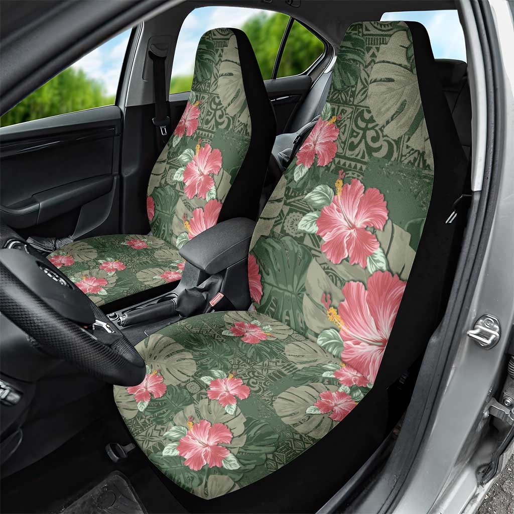 Hawaii Car Seat Cover Green Polynesian Monstera Patterns - Polynesian Pride
