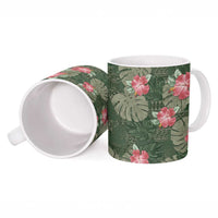 Hawaii Ceramic Mug Green Polynesian Monstera Patterns - Polynesian Pride