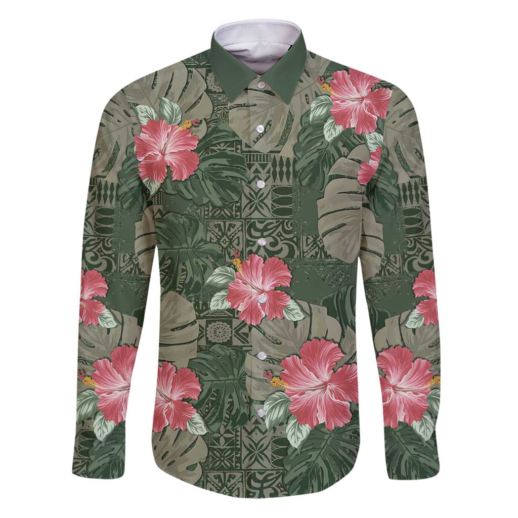 Hawaii Family Matching Puletasi and Hawaiian Shirt Green Polynesian Monstera Patterns - Polynesian Pride