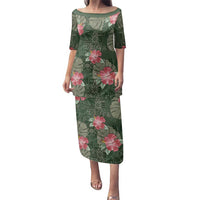 Hawaii Family Matching Puletasi and Hawaiian Shirt Green Polynesian Monstera Patterns - Polynesian Pride